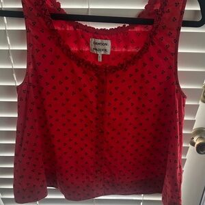 DAMSON MADDER Mafalda ruffle top with cherry print US size 8.